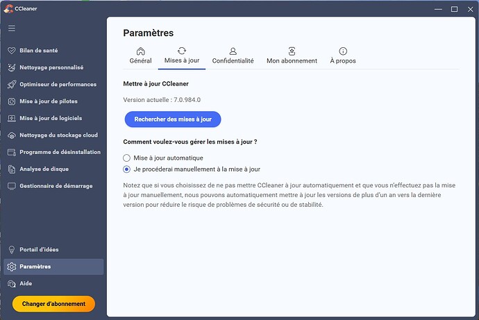 CCleaner 7 mise à jour