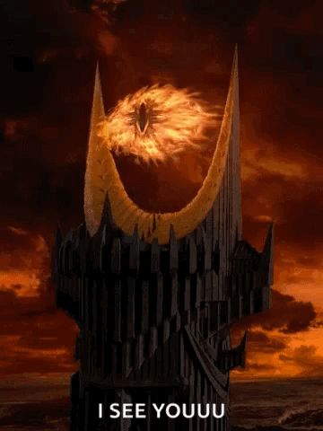 a poster for the lord of the rings says i see youuu on it