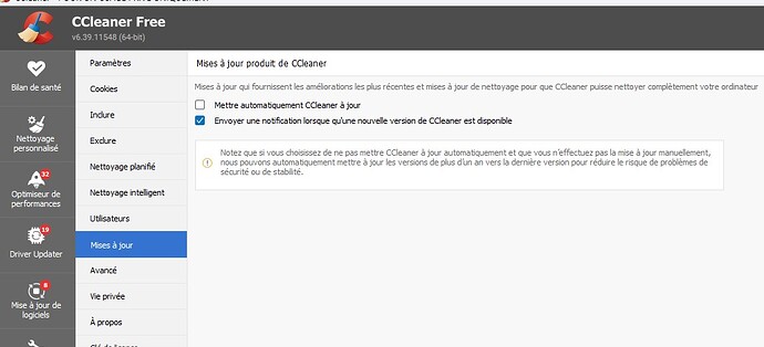 CCleaner 6.39 instruction de mise à jour